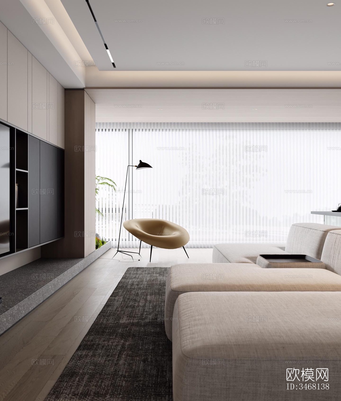 现代大平层效果图下载（渲染图4）