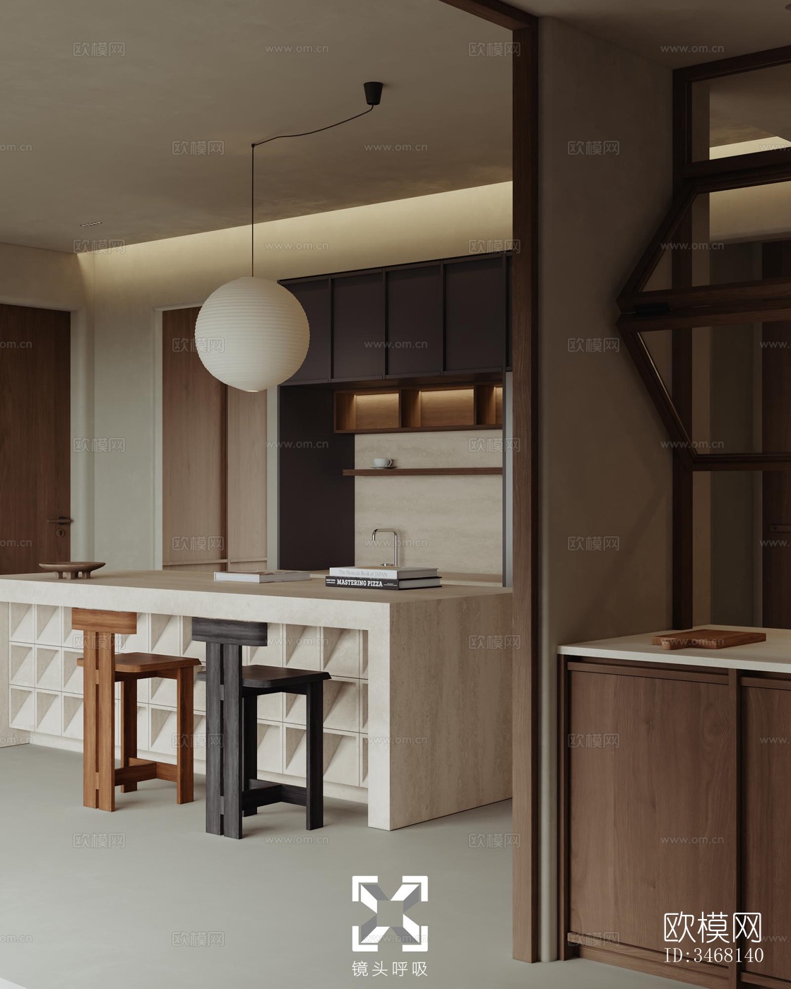 现代大平层效果图下载（渲染图2）