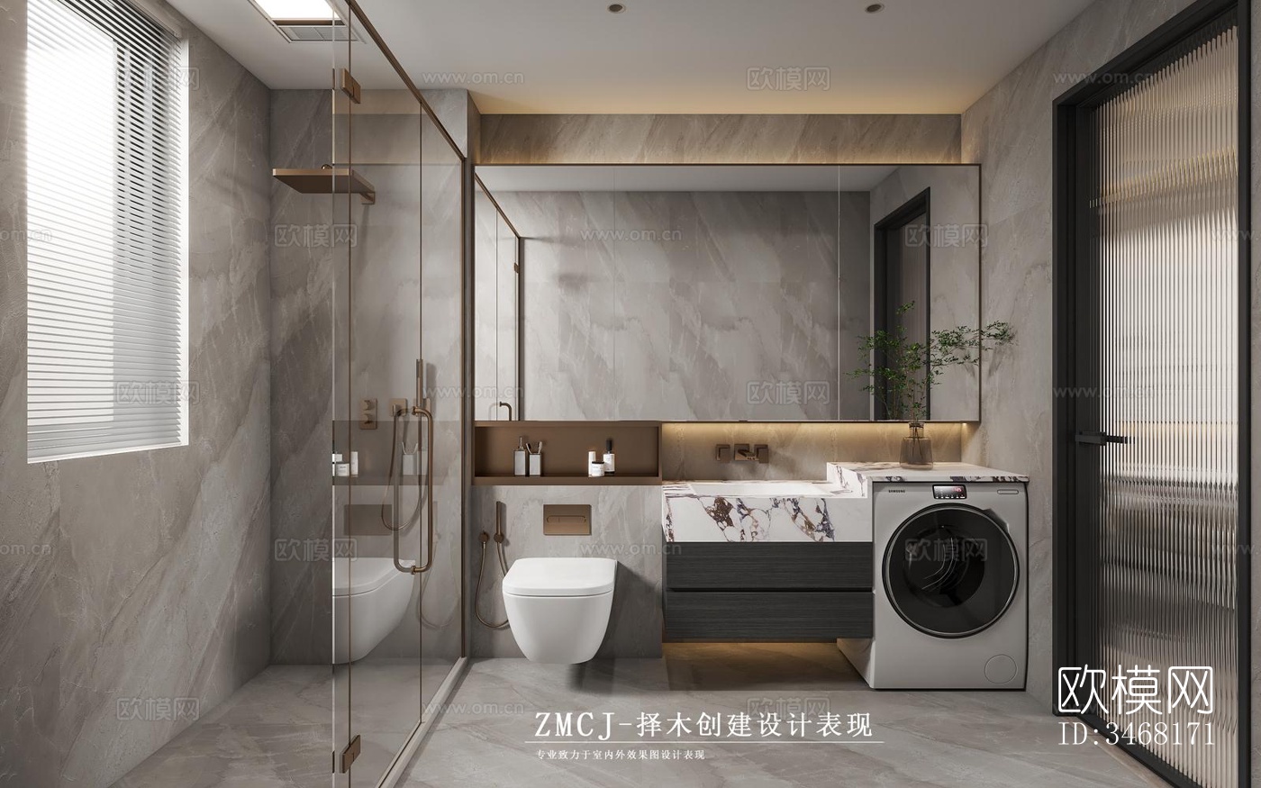 现代大平层效果图下载（渲染图10）