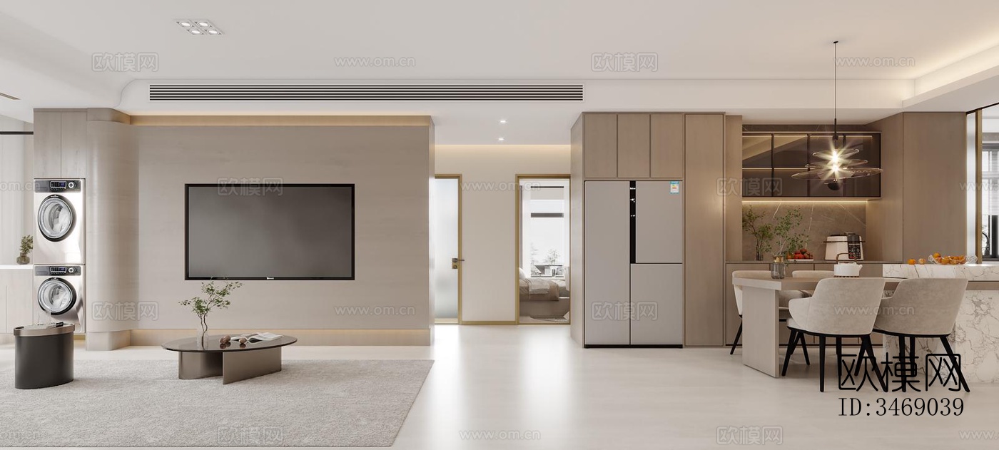 现代平层效果图下载（渲染图1）