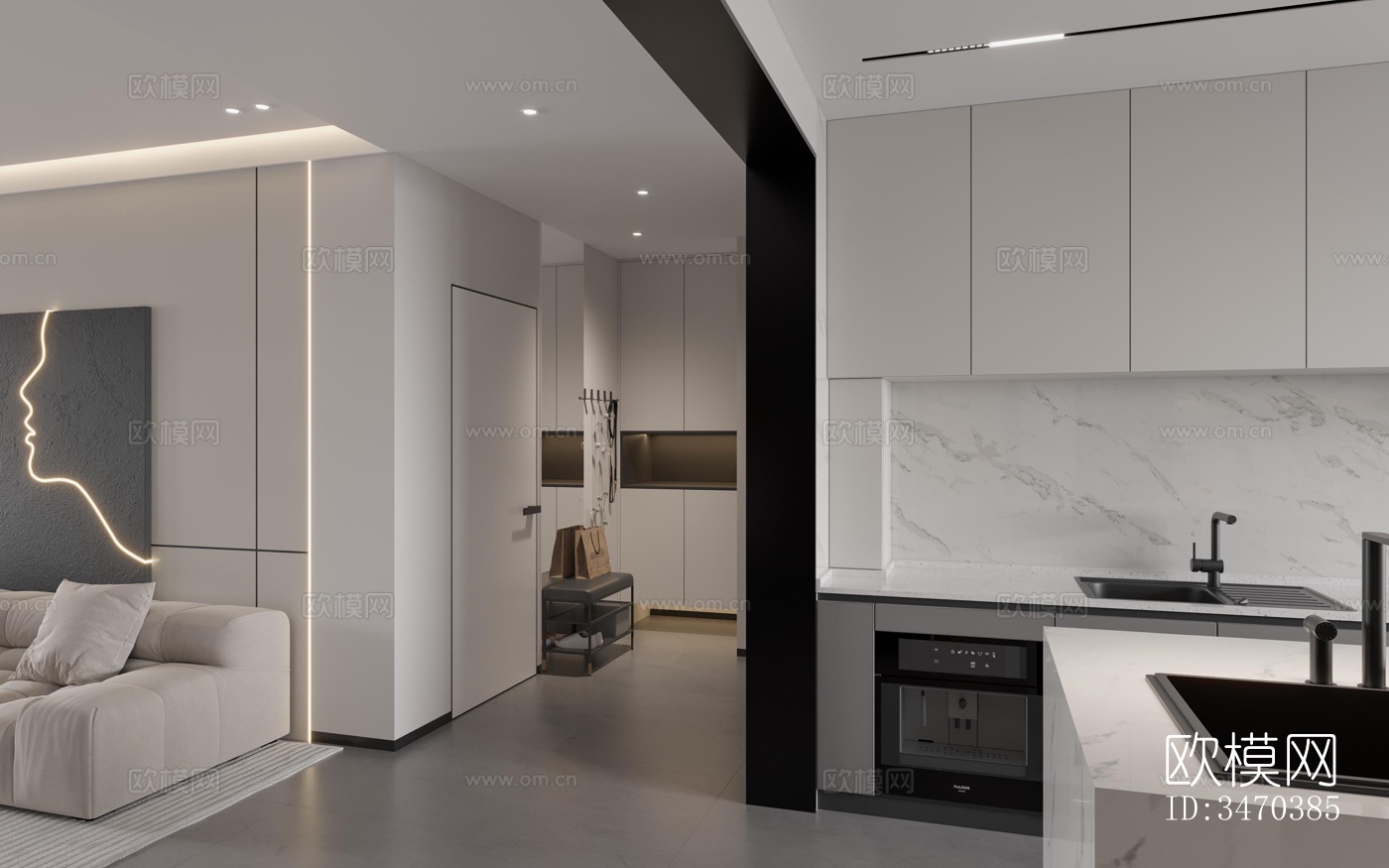 现代平层效果图下载（渲染图9）