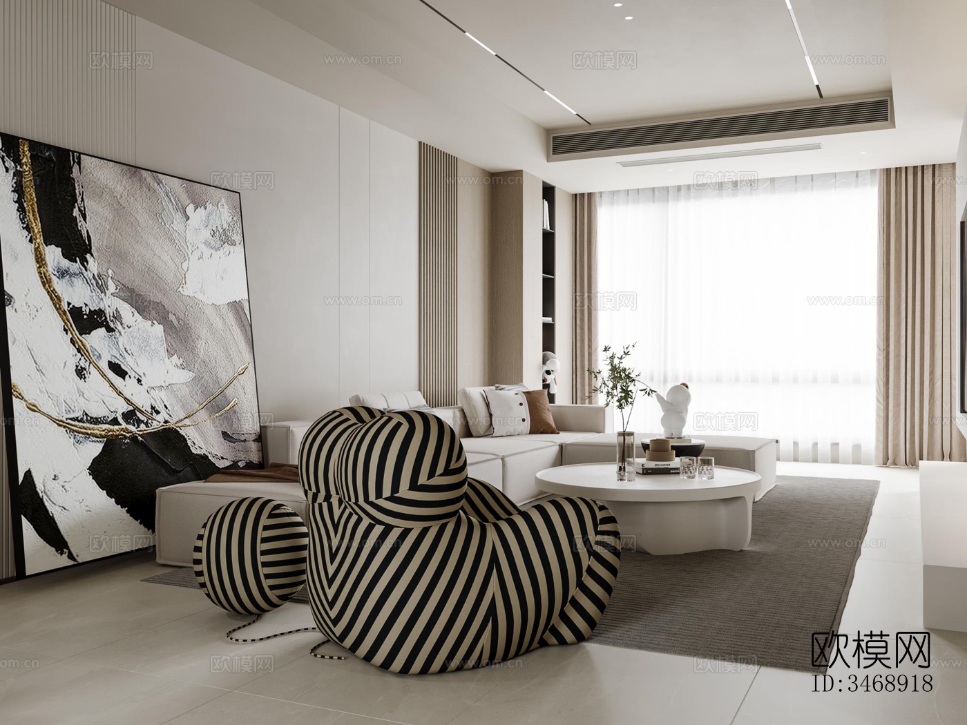 现代平层效果图下载（渲染图2）