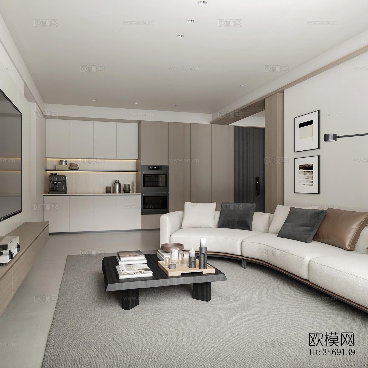 现代平层效果图下载（渲染图14）