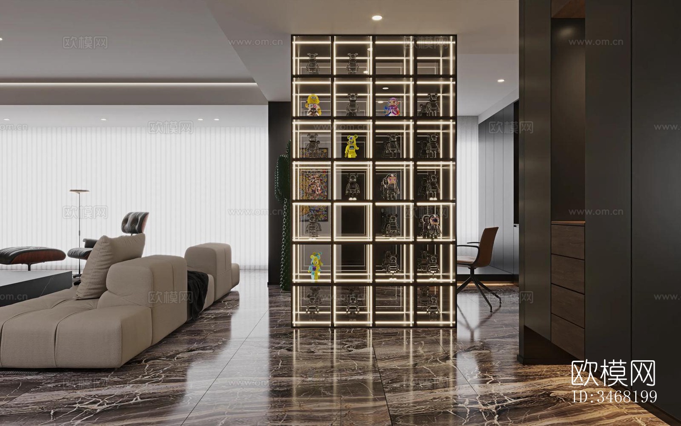 现代大平层效果图下载（渲染图11）