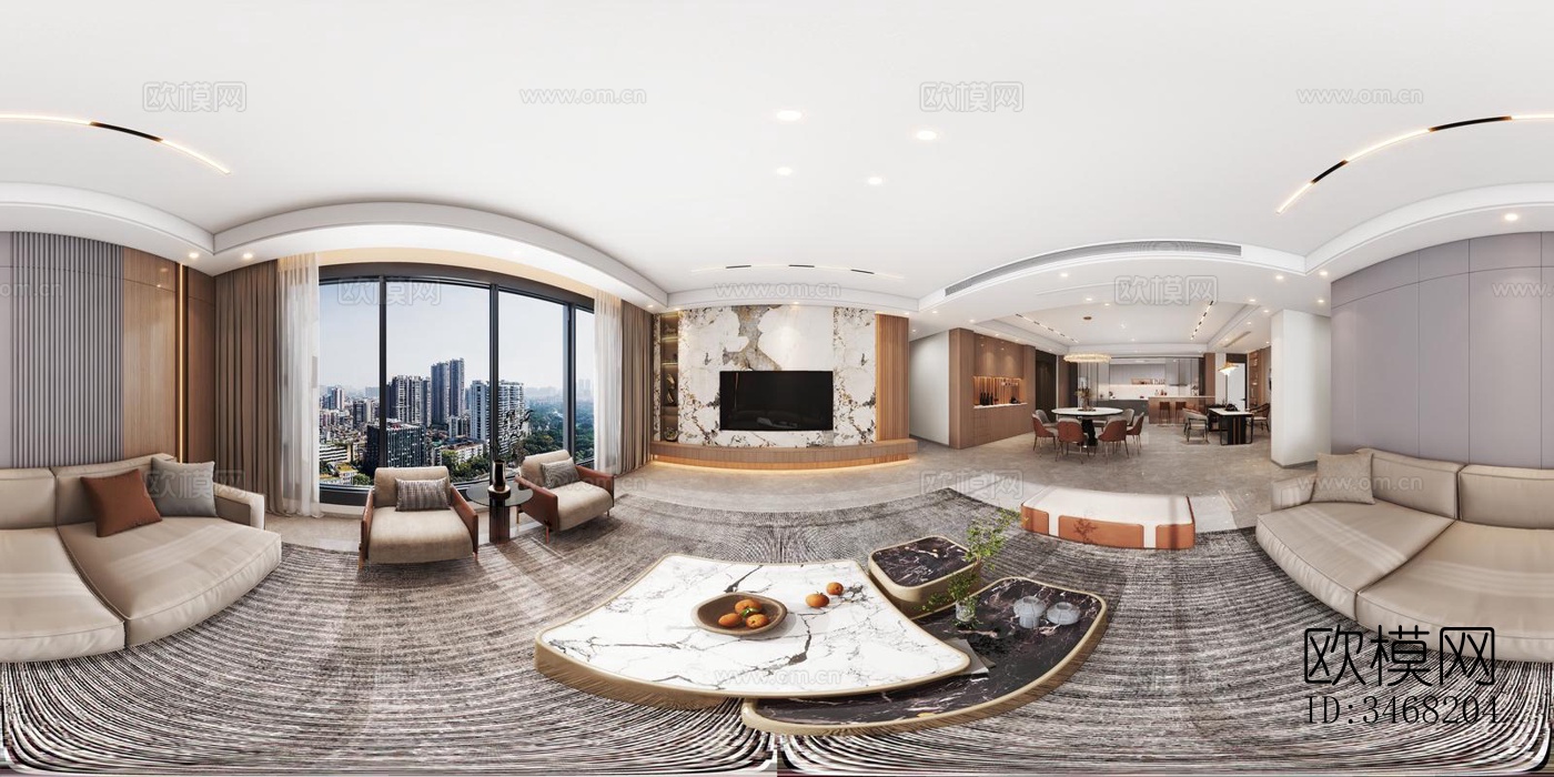 现代大平层效果图下载（渲染图10）