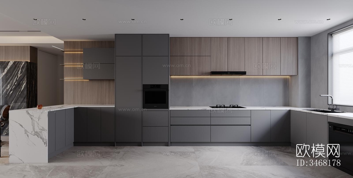 现代大平层效果图下载（渲染图6）