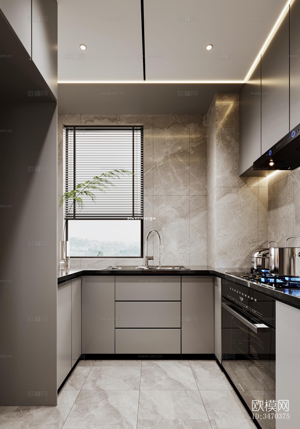 现代平层效果图下载（渲染图6）