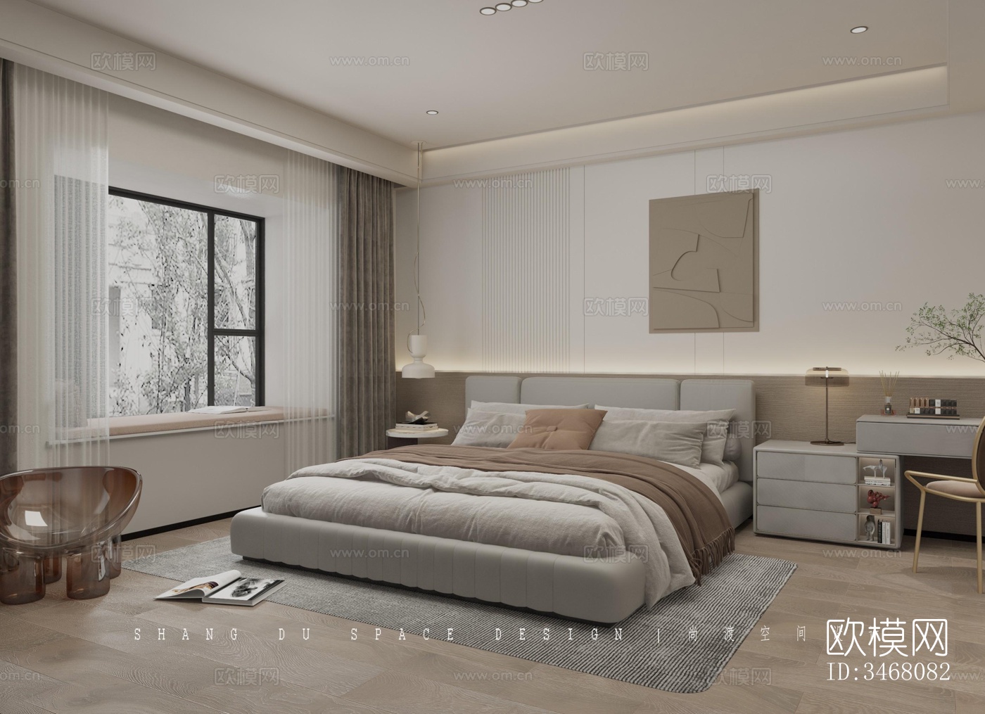 现代大平层效果图下载（渲染图4）