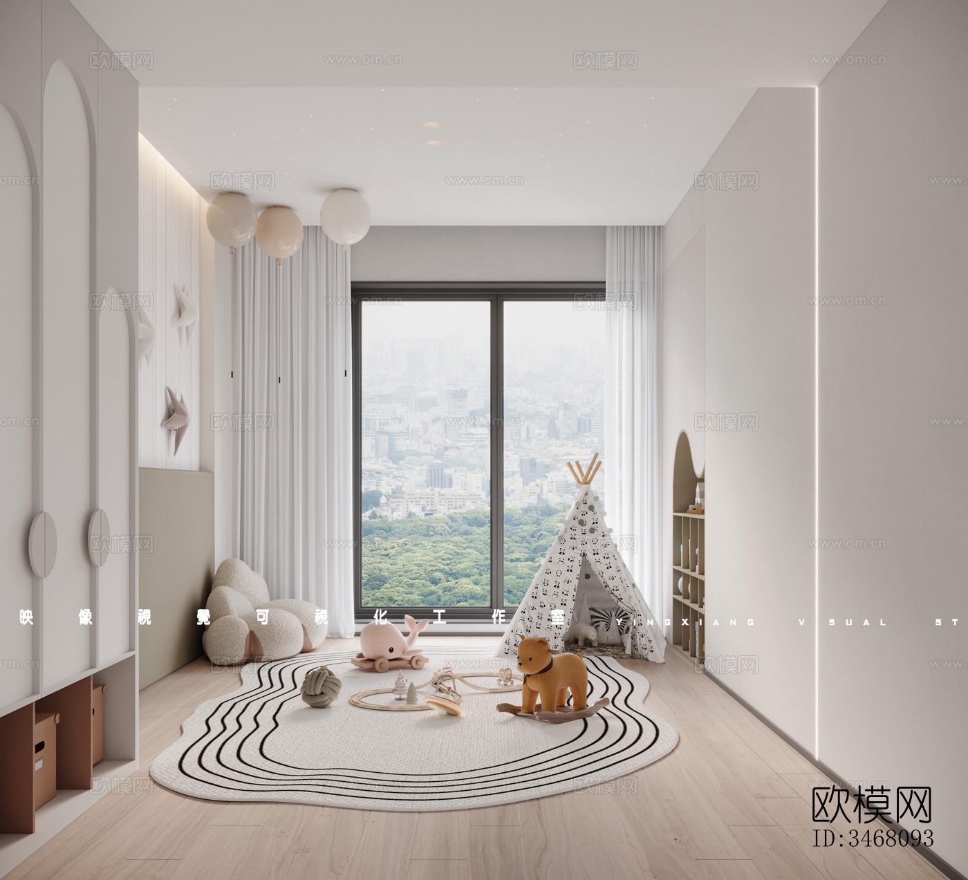 现代大平层效果图下载（渲染图4）