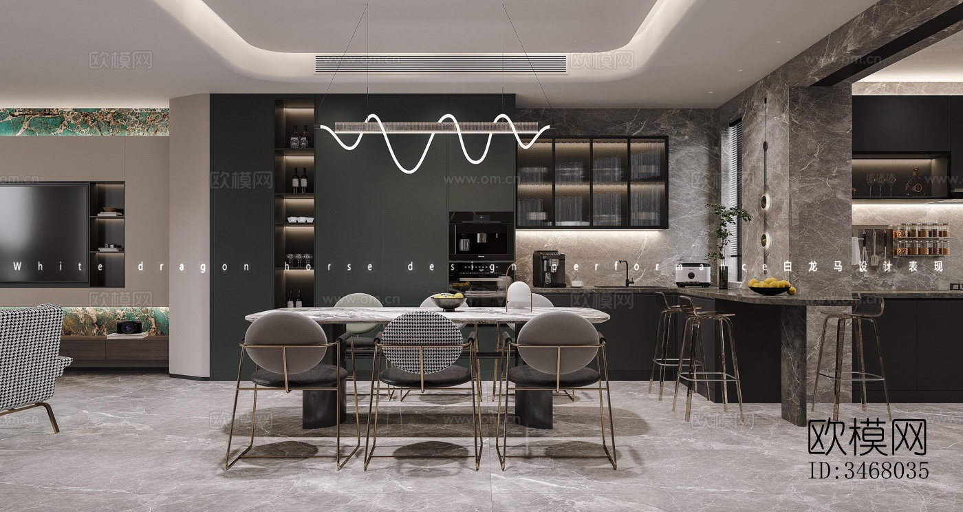 现代大平层效果图下载（渲染图7）