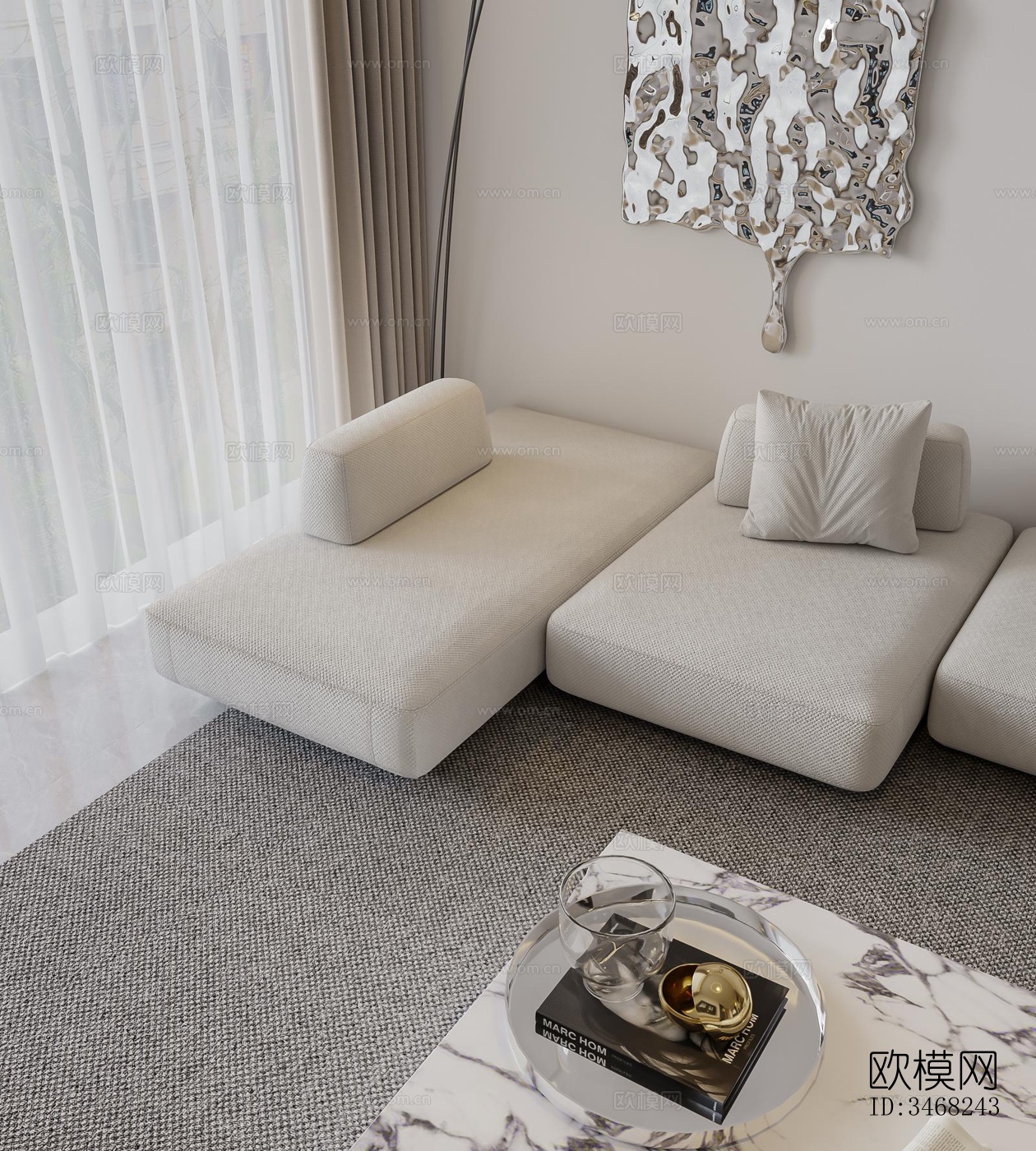 现代大平层效果图下载（渲染图13）