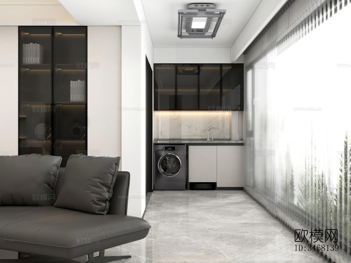 现代大平层效果图下载（渲染图17）