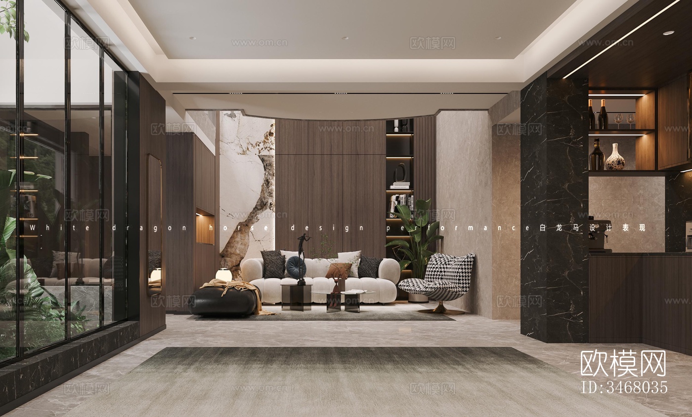 现代大平层效果图下载（渲染图5）