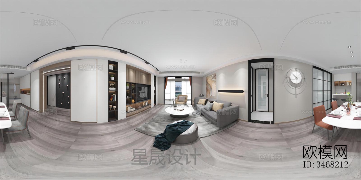 现代大平层效果图下载（渲染图4）