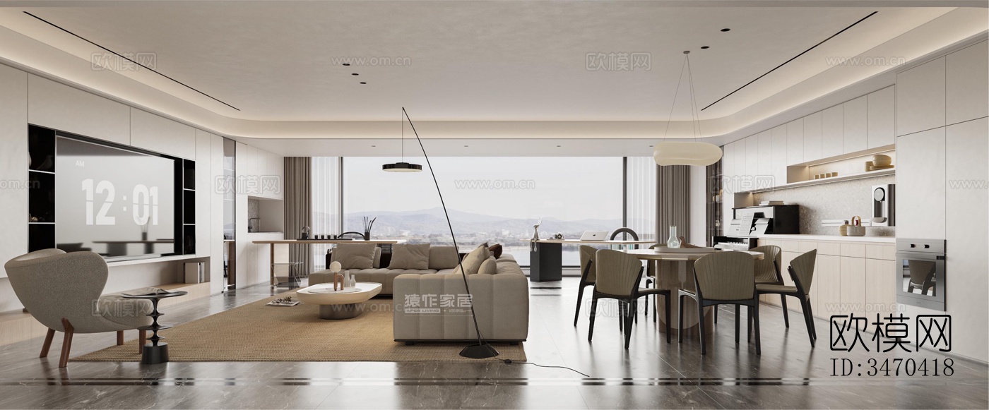 现代平层效果图下载（渲染图2）