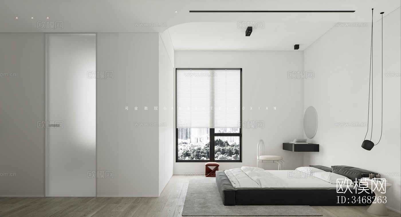 现代大平层效果图下载（渲染图6）