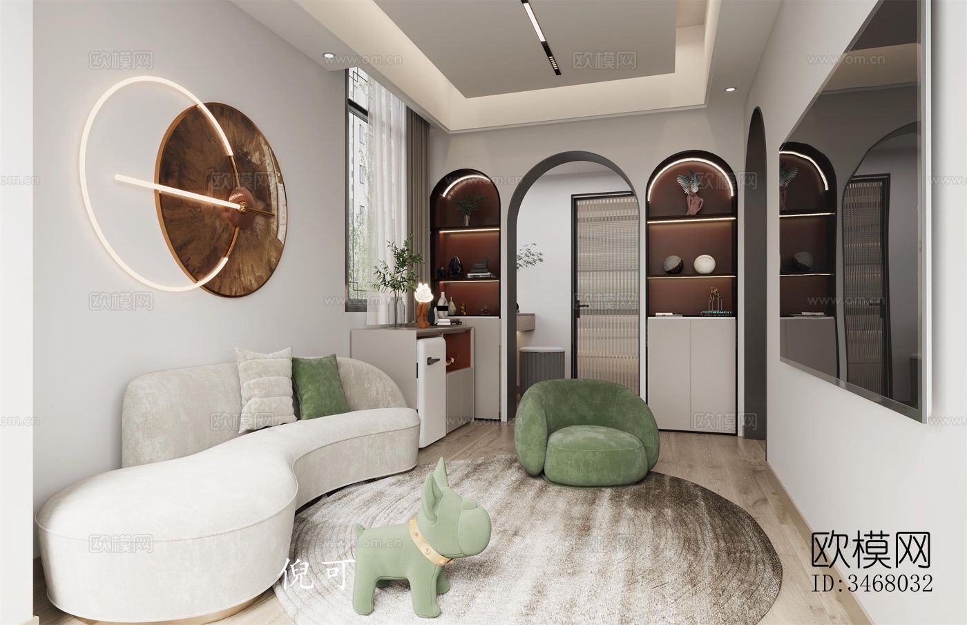 现代大平层效果图下载（渲染图6）