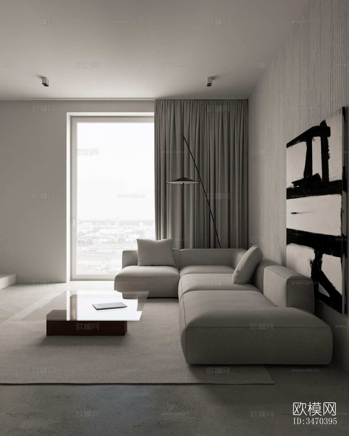 现代平层效果图下载（渲染图4）