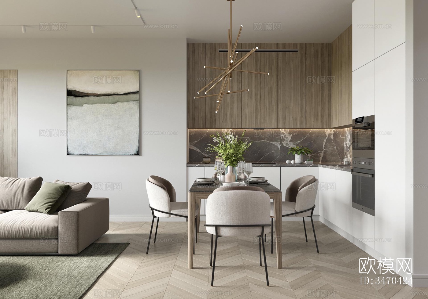 现代平层效果图下载（渲染图3）