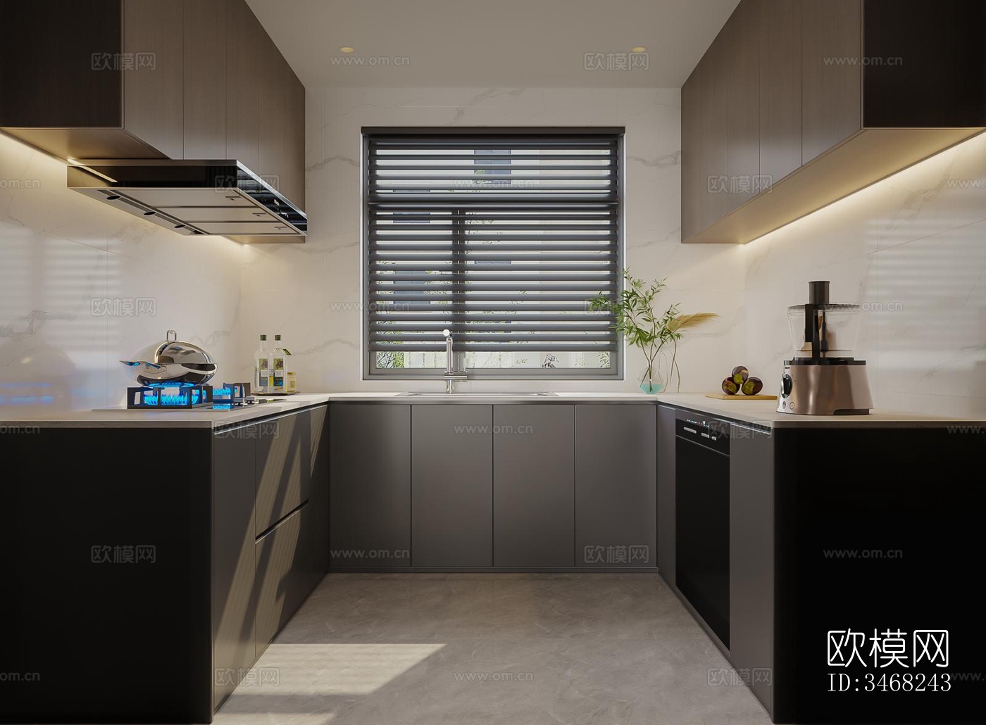 现代大平层效果图下载（渲染图3）