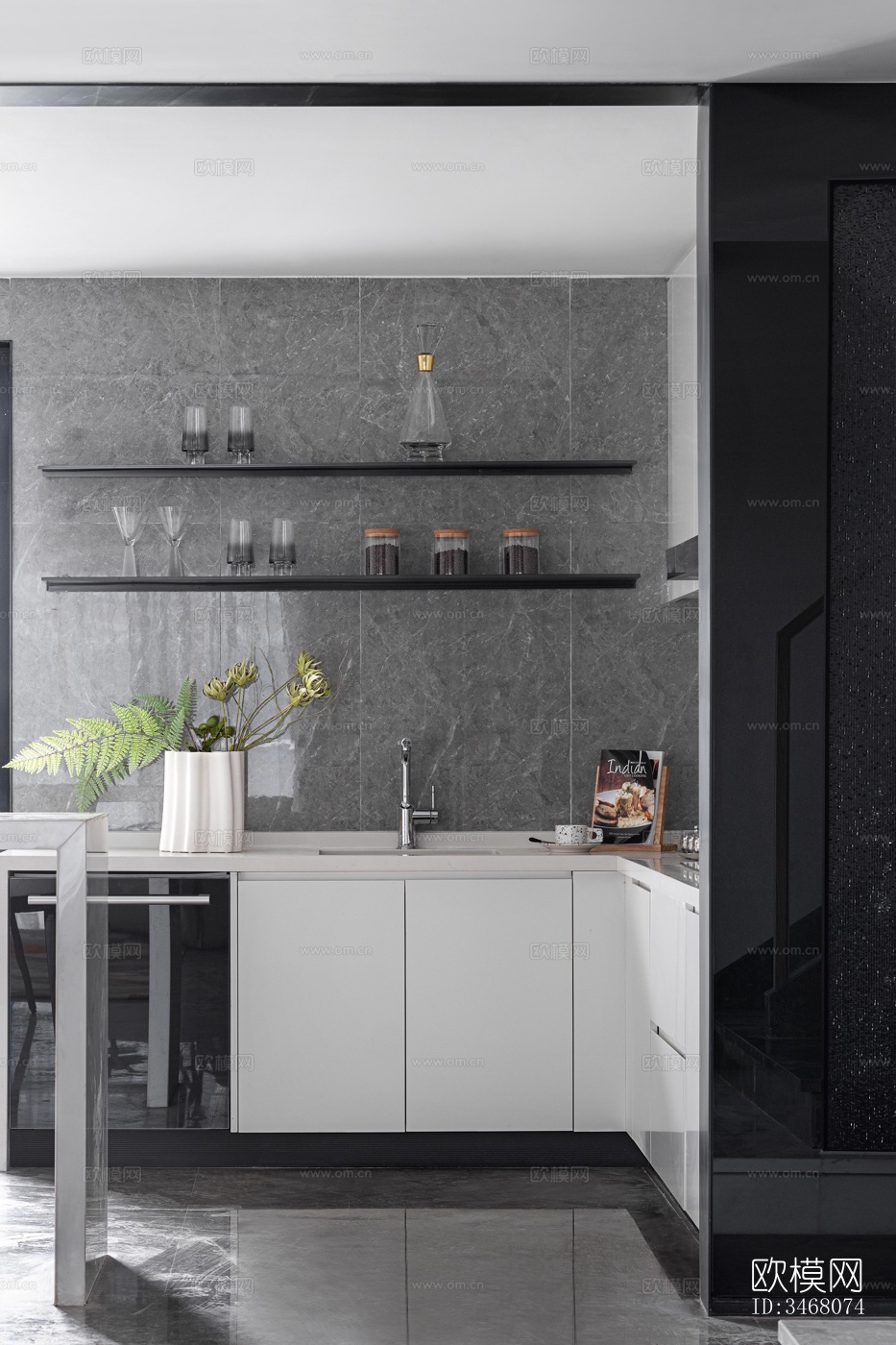 现代大平层效果图下载（渲染图8）