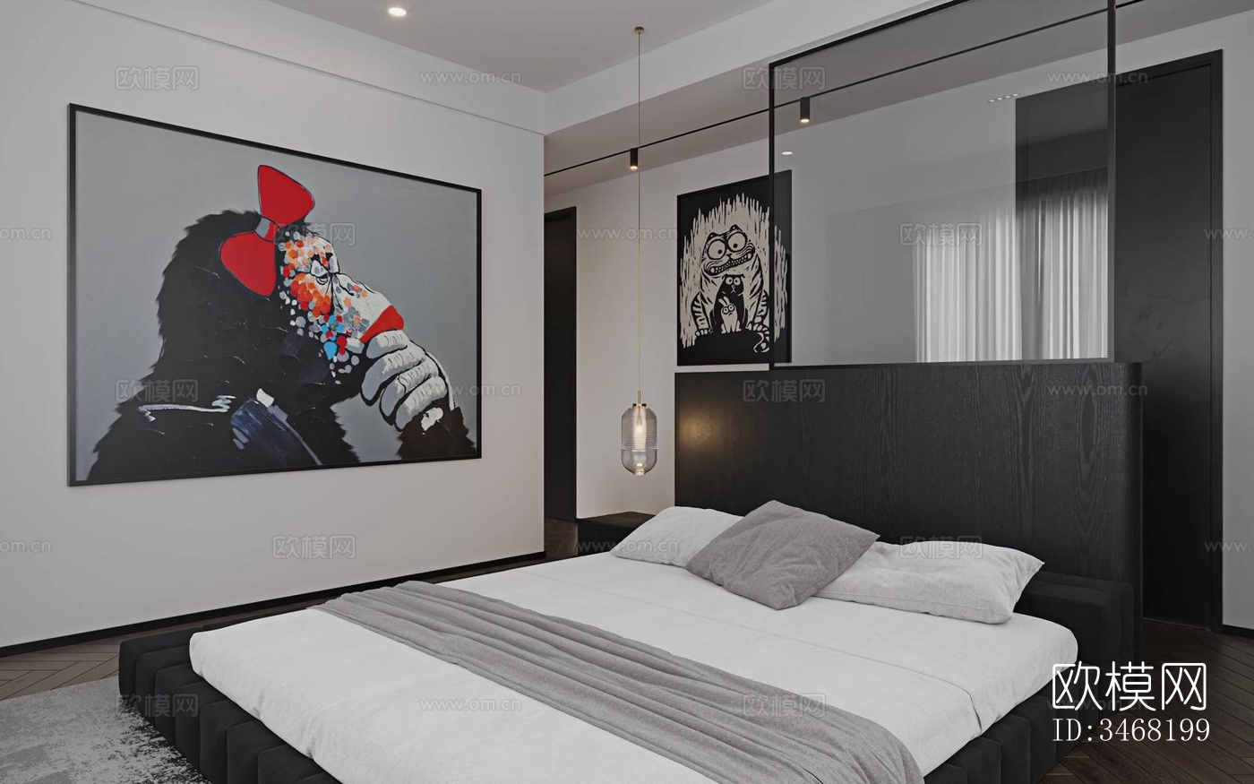 现代大平层效果图下载（渲染图8）