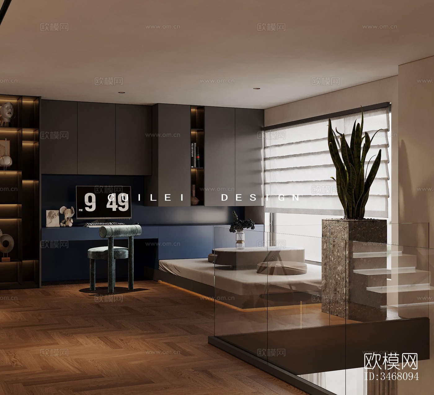 现代大平层效果图下载（渲染图5）