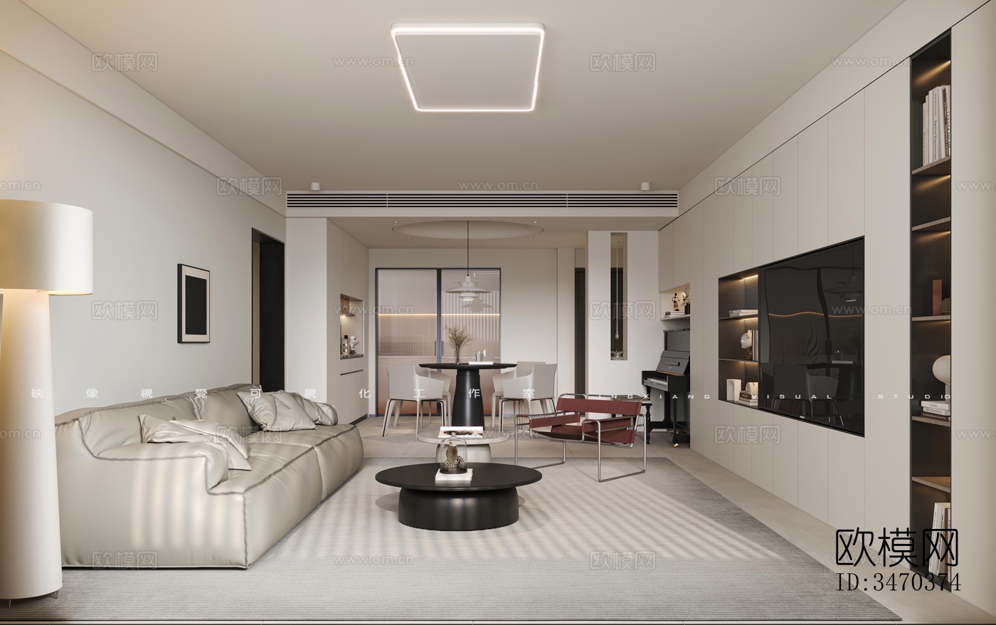 现代平层效果图下载（渲染图1）