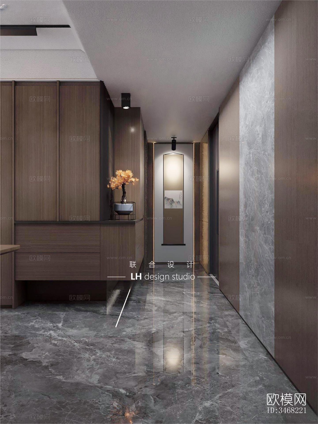 现代大平层效果图下载（渲染图2）