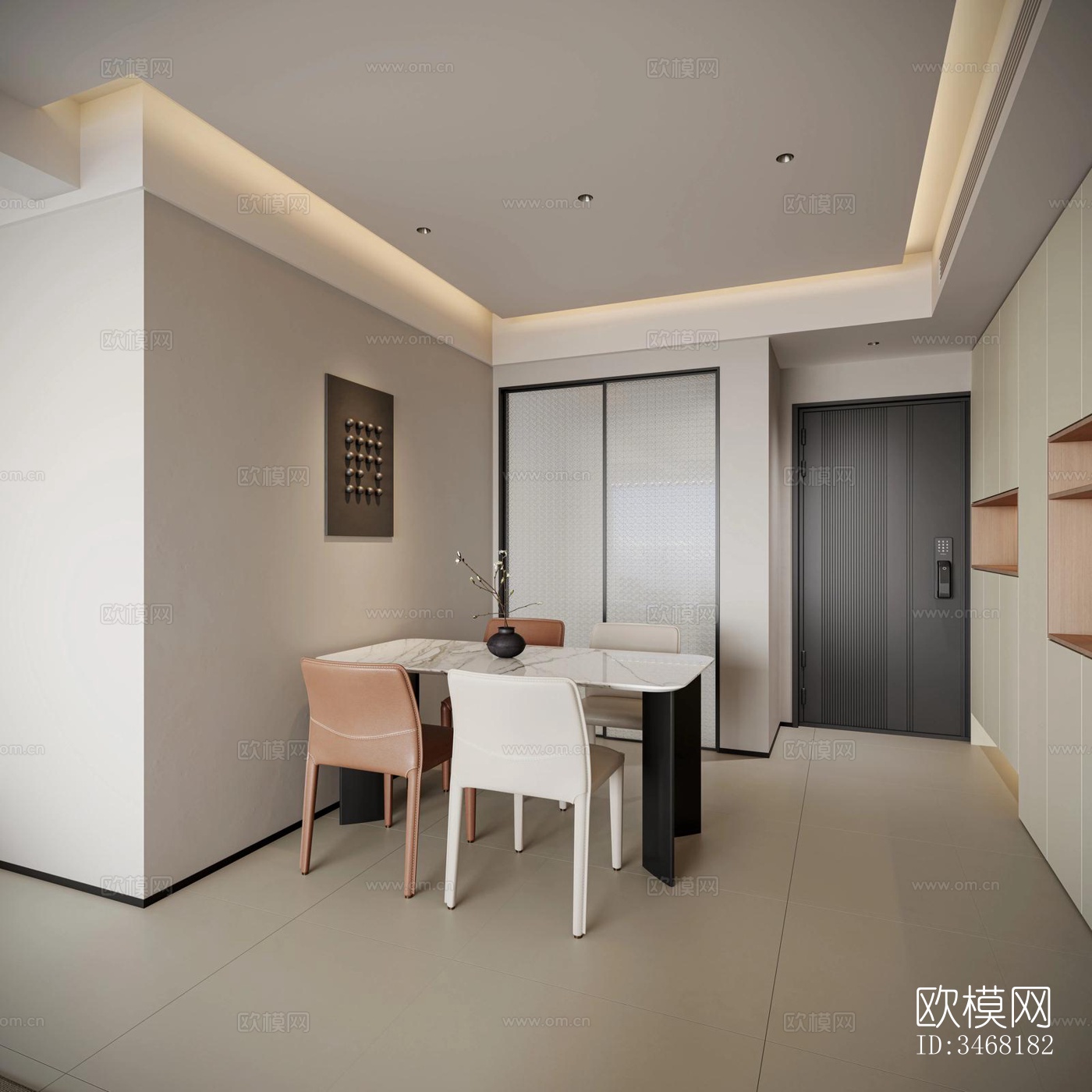 现代大平层效果图下载（渲染图1）