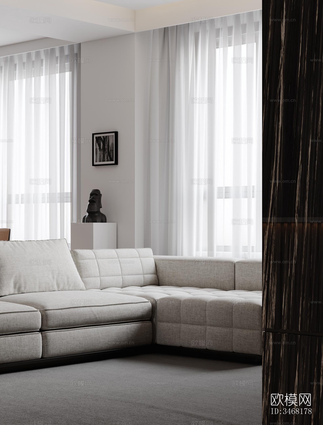 现代大平层效果图下载（渲染图4）