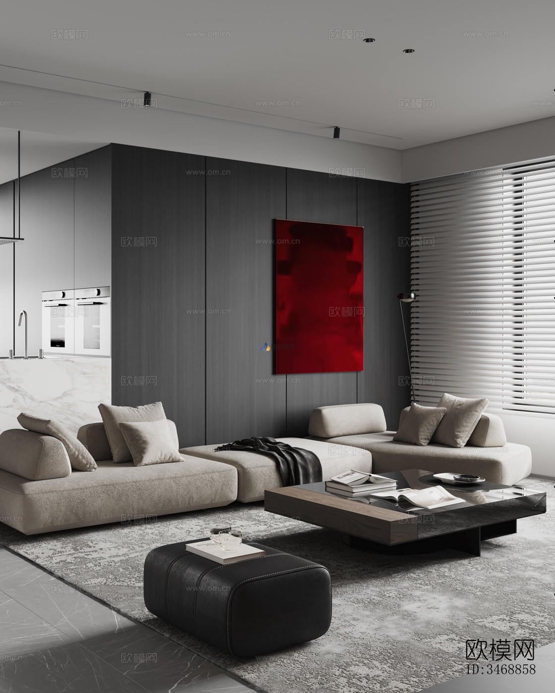 现代平层效果图下载（渲染图10）