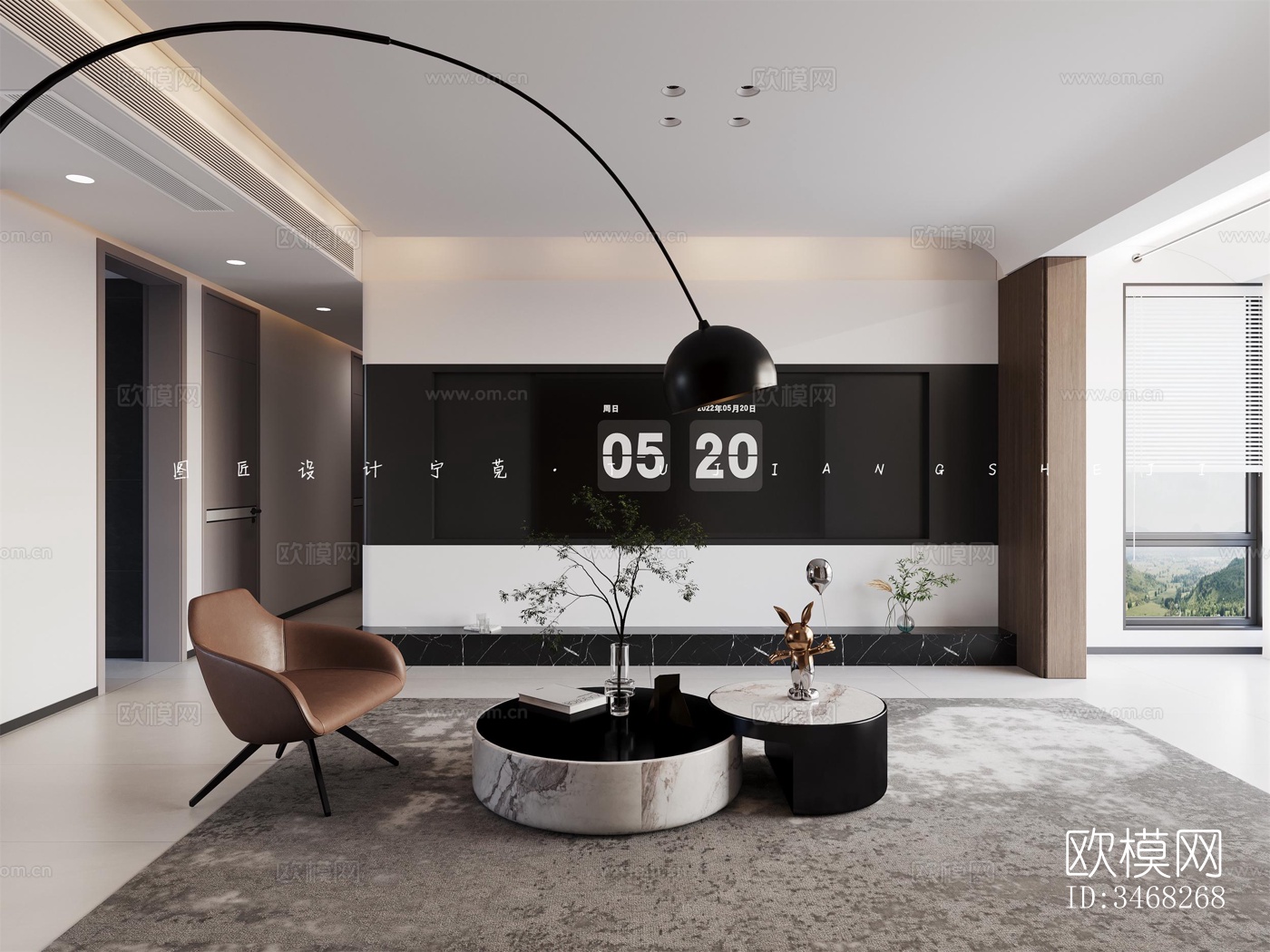 现代平层效果图下载（渲染图1）