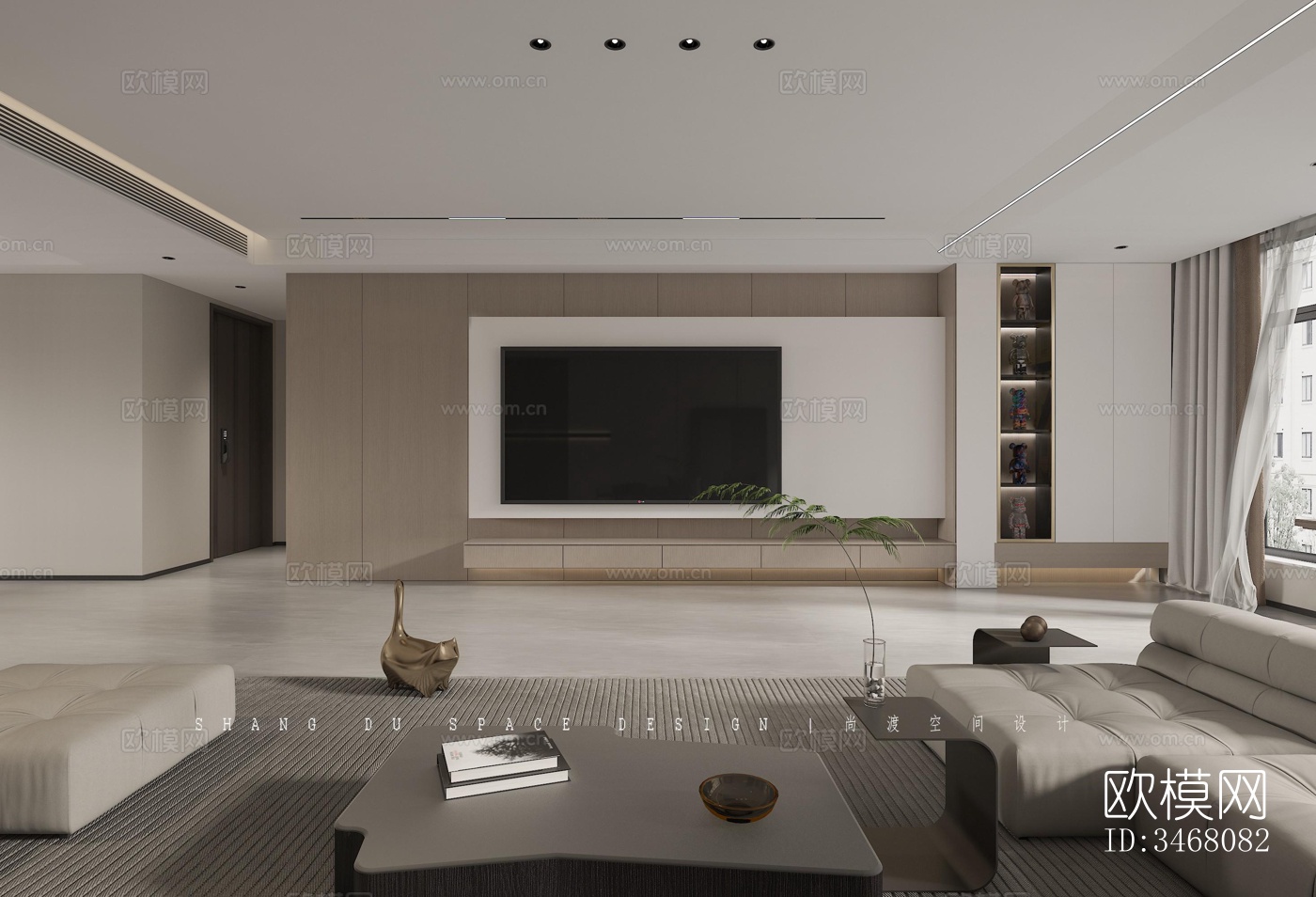 现代大平层效果图下载（渲染图9）