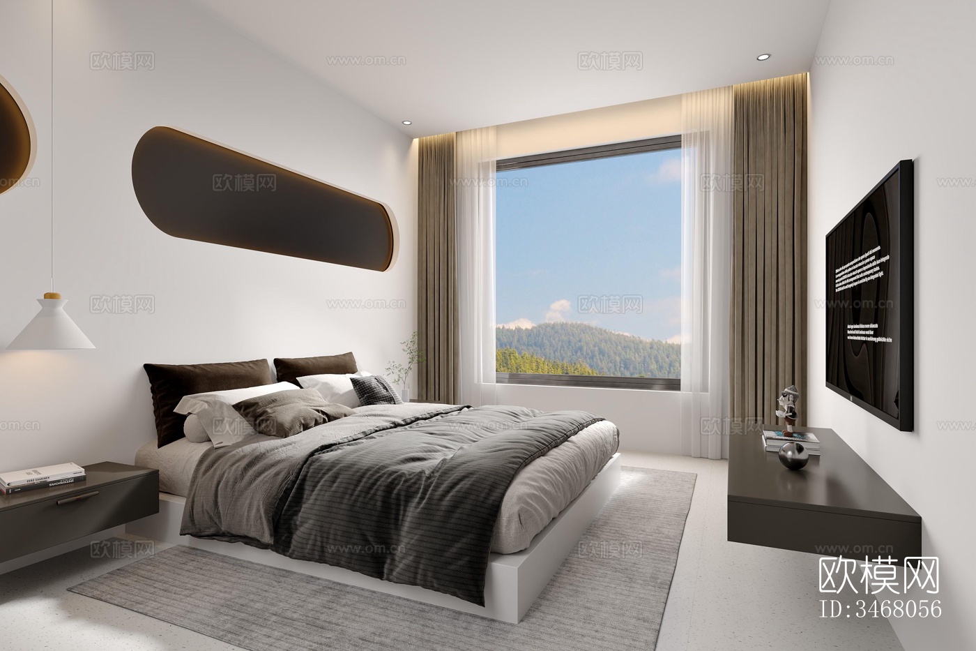 现代大平层效果图下载（渲染图3）