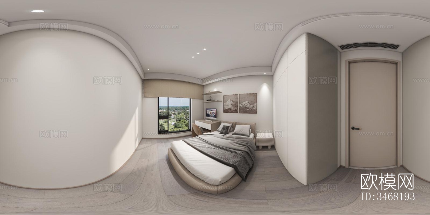 现代大平层效果图下载（渲染图1）