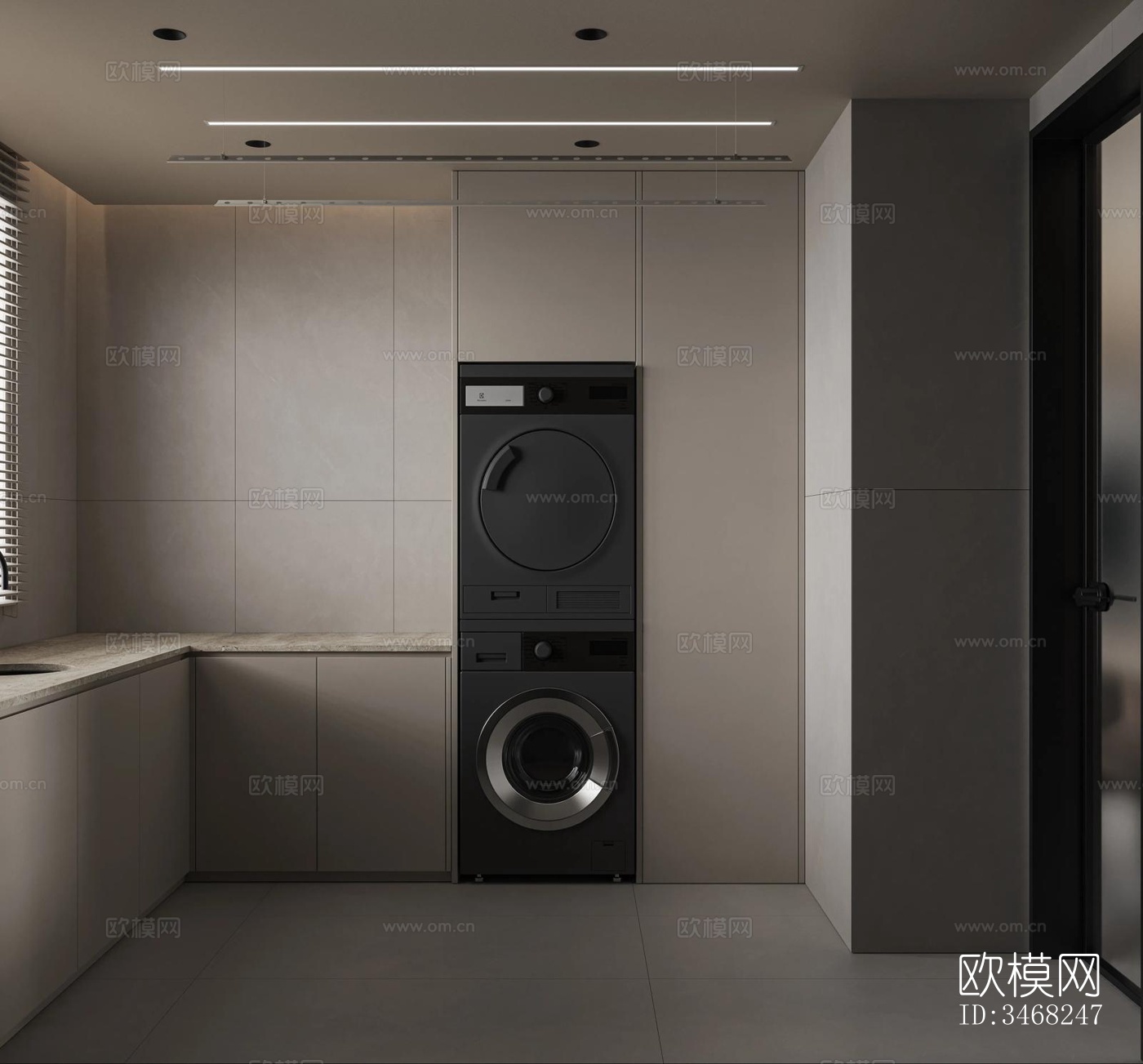 现代大平层效果图下载（渲染图5）