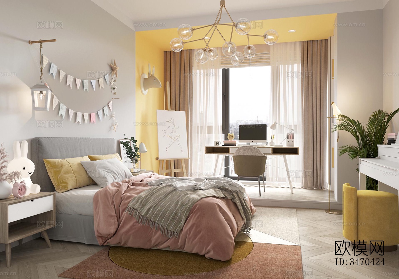 现代平层效果图下载（渲染图7）