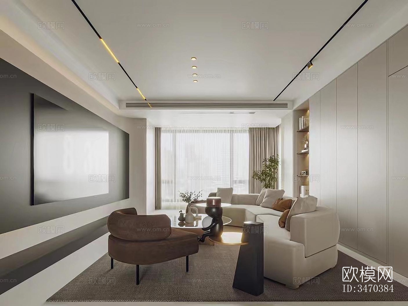 现代平层效果图下载（渲染图1）