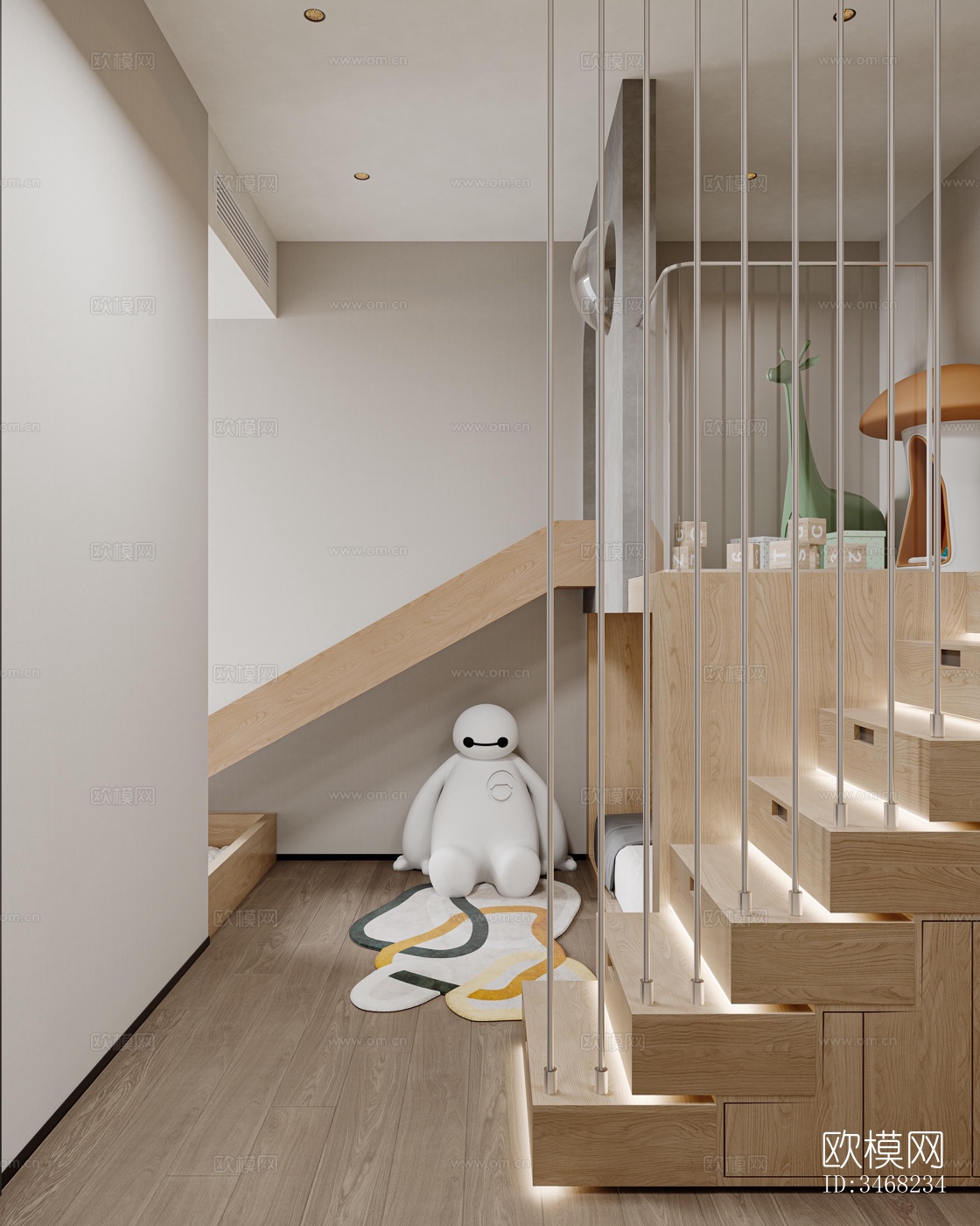 现代大平层效果图下载（渲染图7）