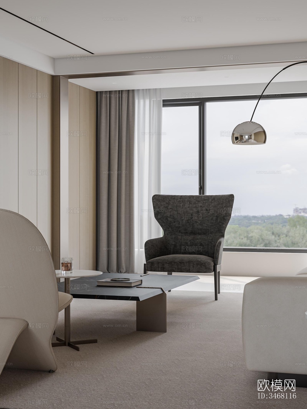 现代大平层效果图下载（渲染图8）