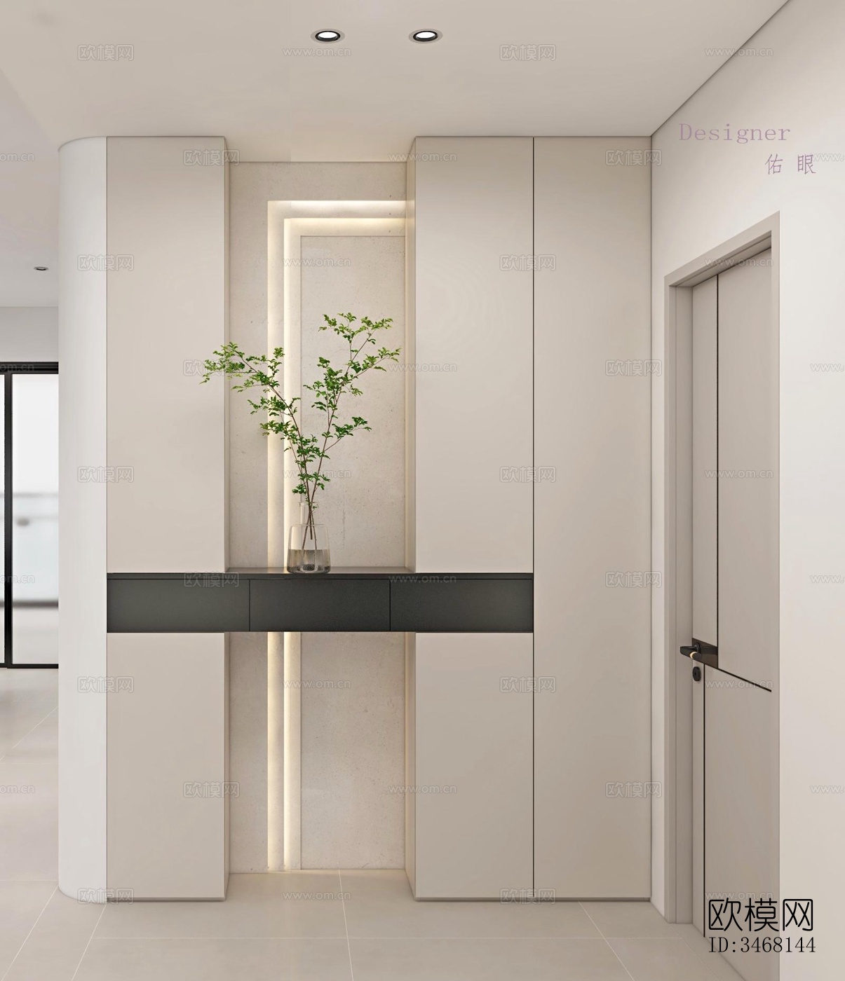 现代大平层效果图下载（渲染图2）