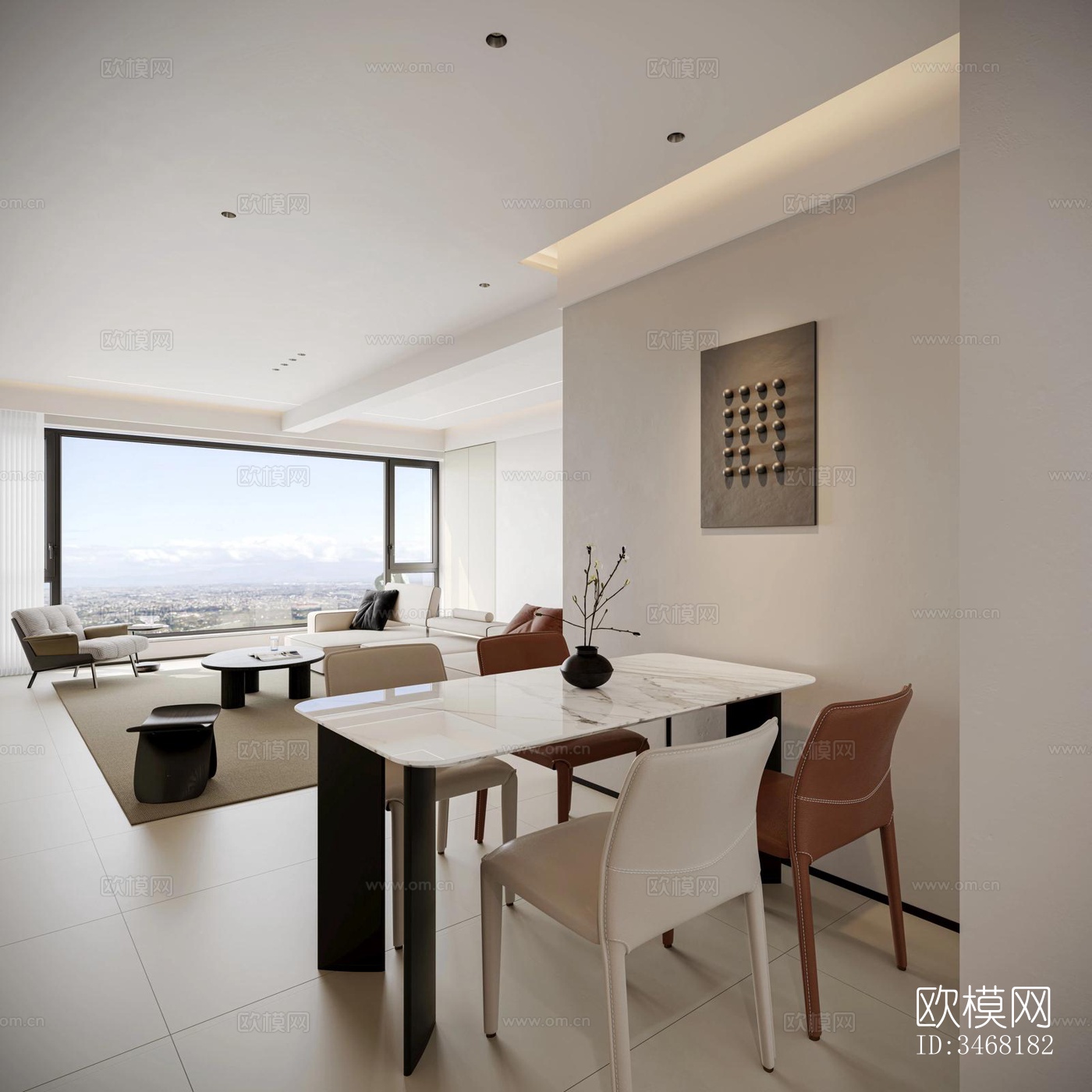 现代大平层效果图下载（渲染图2）