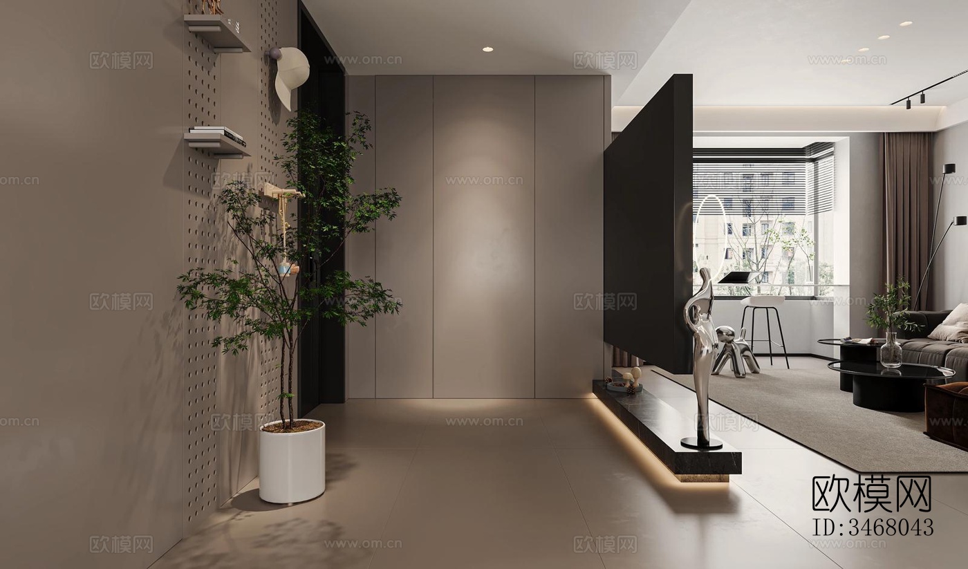 现代大平层效果图下载（渲染图6）