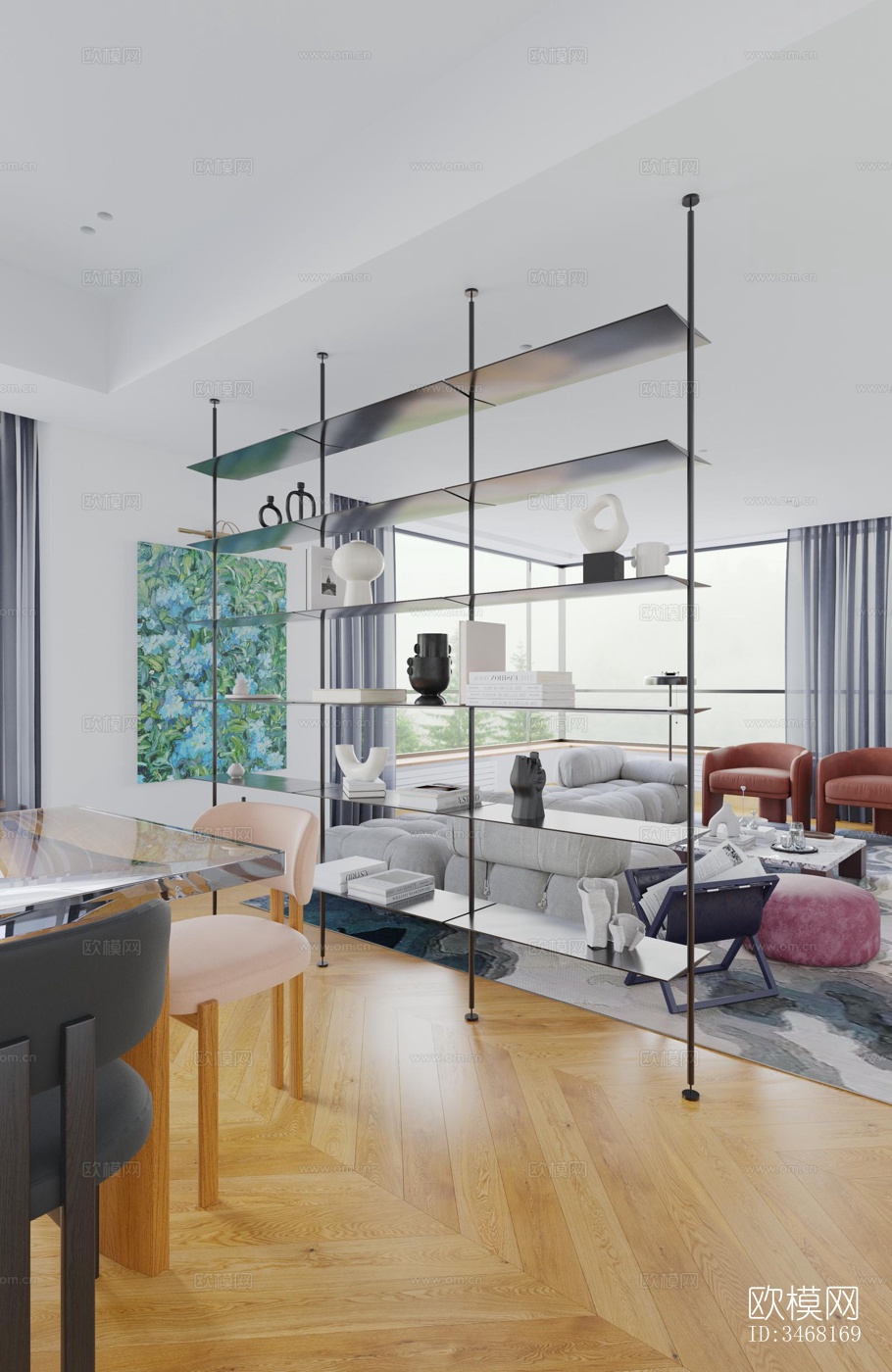 现代大平层效果图下载（渲染图14）