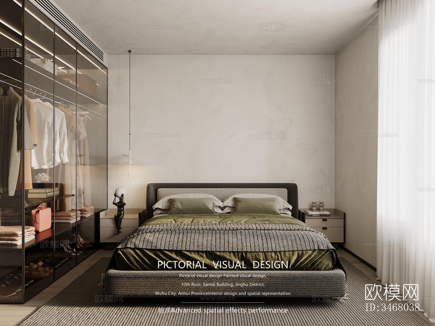 现代大平层效果图下载（渲染图1）