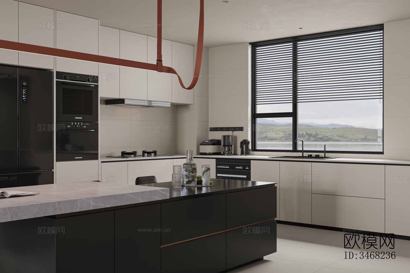 现代大平层效果图下载（渲染图8）