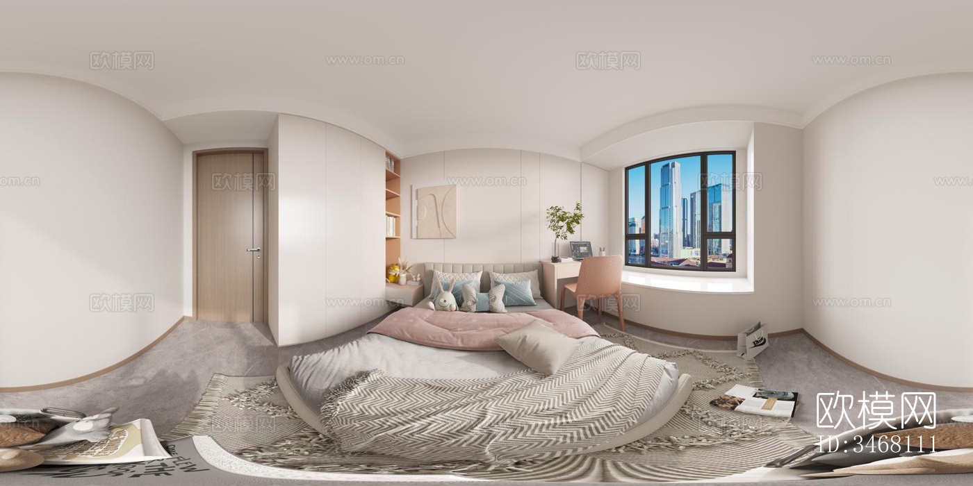 现代大平层效果图下载（渲染图1）