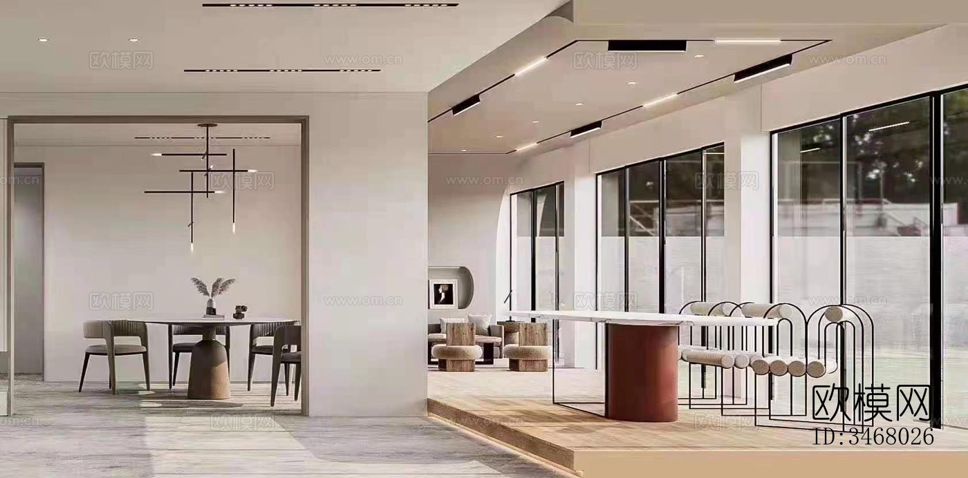 现代大平层效果图下载（渲染图3）