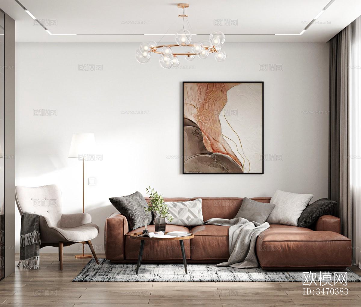 现代平层效果图下载（渲染图1）